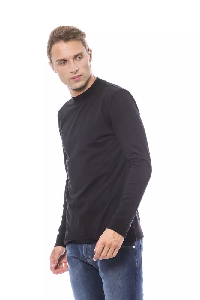 Verri Elegant Black Crew Neck Cotton Sweater