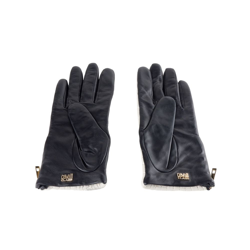 Cavalli Class Elegant Gray Lambskin Gloves