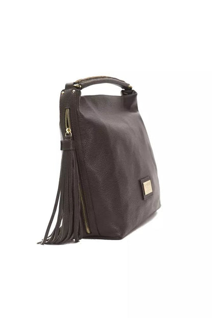 Pompei Donatella Chic Brown Leather Shoulder Bag