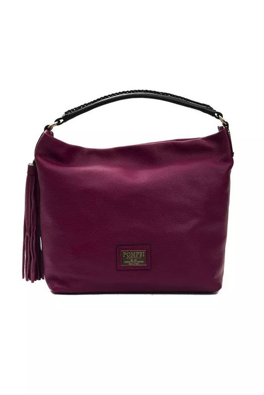 Pompei Donatella Elegant Burgundy Leather Shoulder Bag