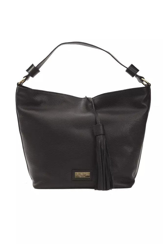 Pompei Donatella Elegant Leather Shoulder Bag in Timeless Black