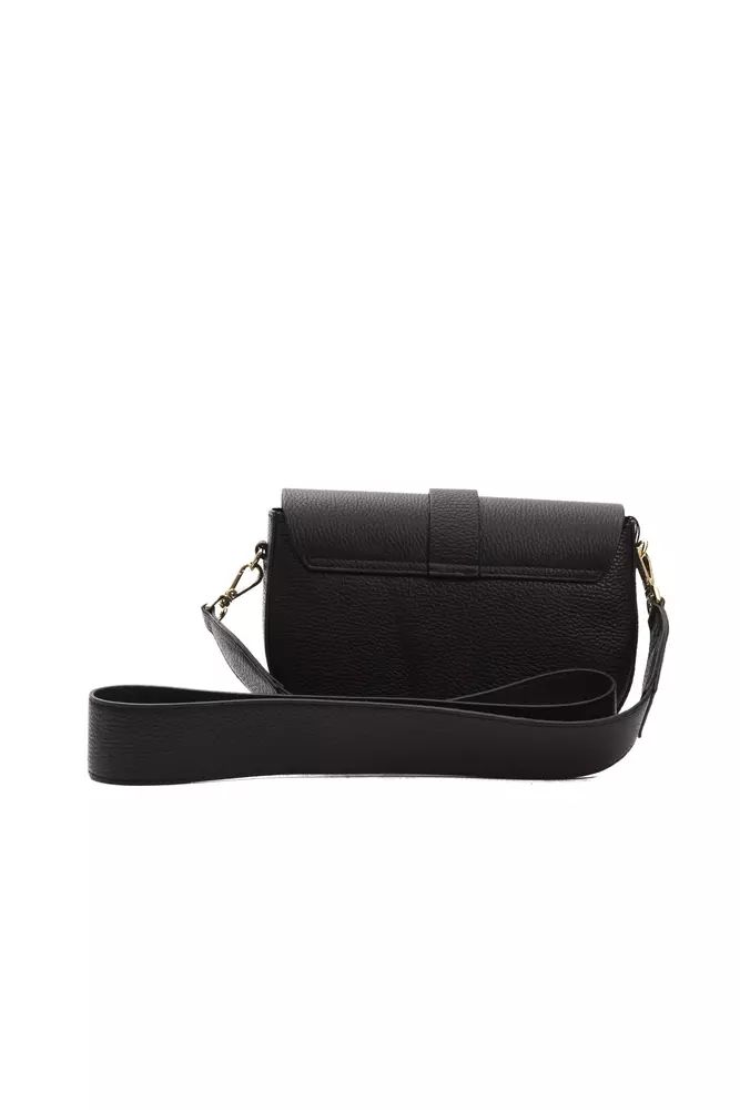 Pompei Donatella Elegant Black Leather Crossbody Bag