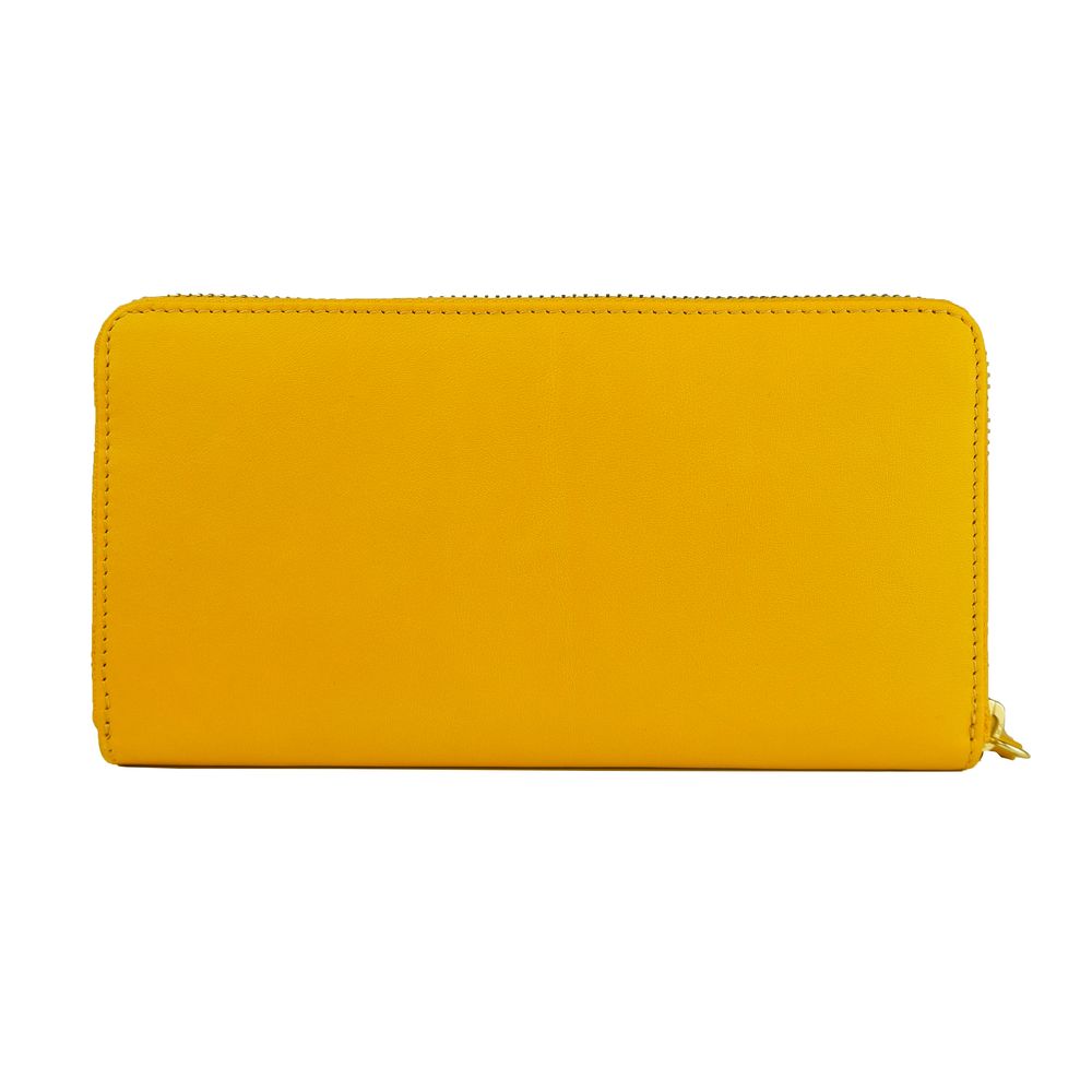 Cavalli Class Elegant Calfskin Leather Wallet in Vibrant Yellow