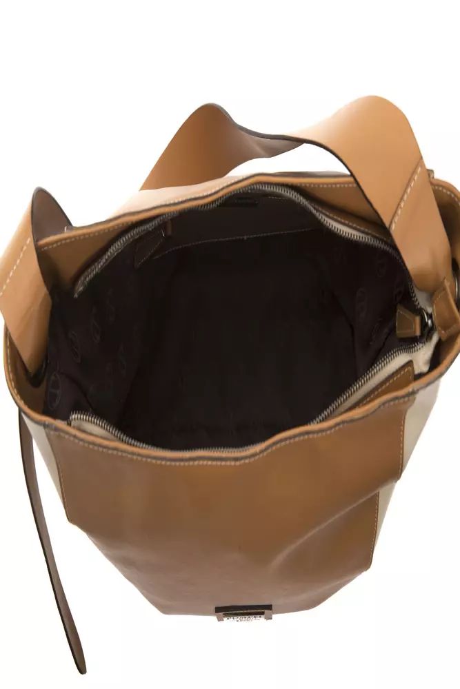 Pompei Donatella Elegant Leather Shoulder Bag in Rich Brown