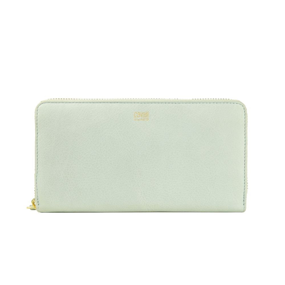 Cavalli Class Elegant Grey Calfskin Leather Purse