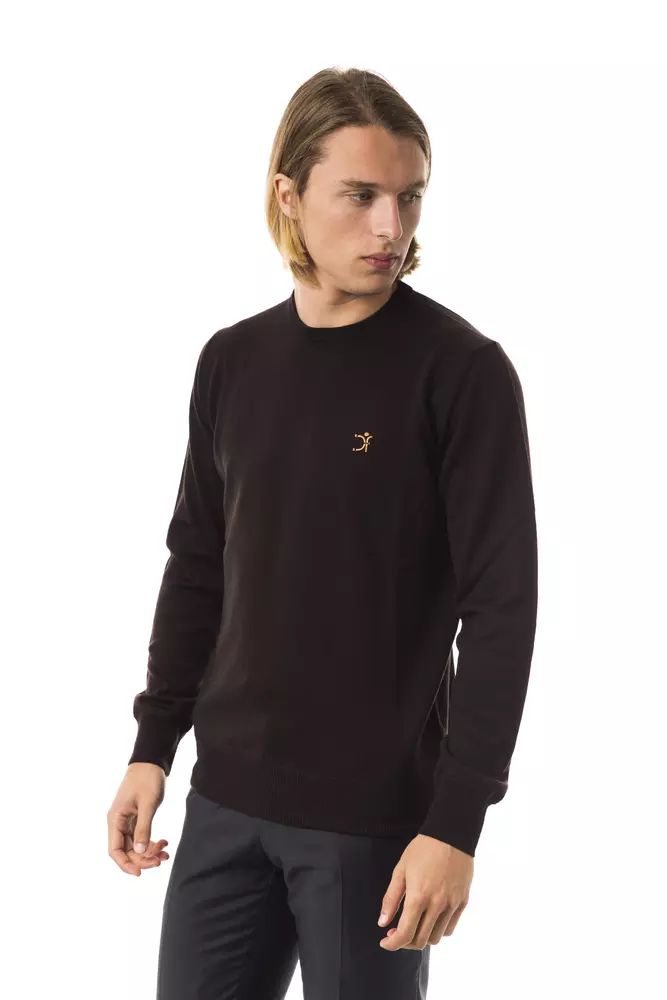 Uominitaliani Embroidered Merino Wool Crew Neck Sweater