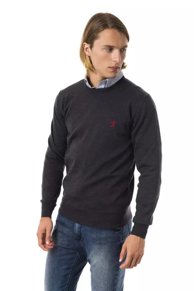 Uominitaliani Embroidered Crew Neck Merino Wool Sweater