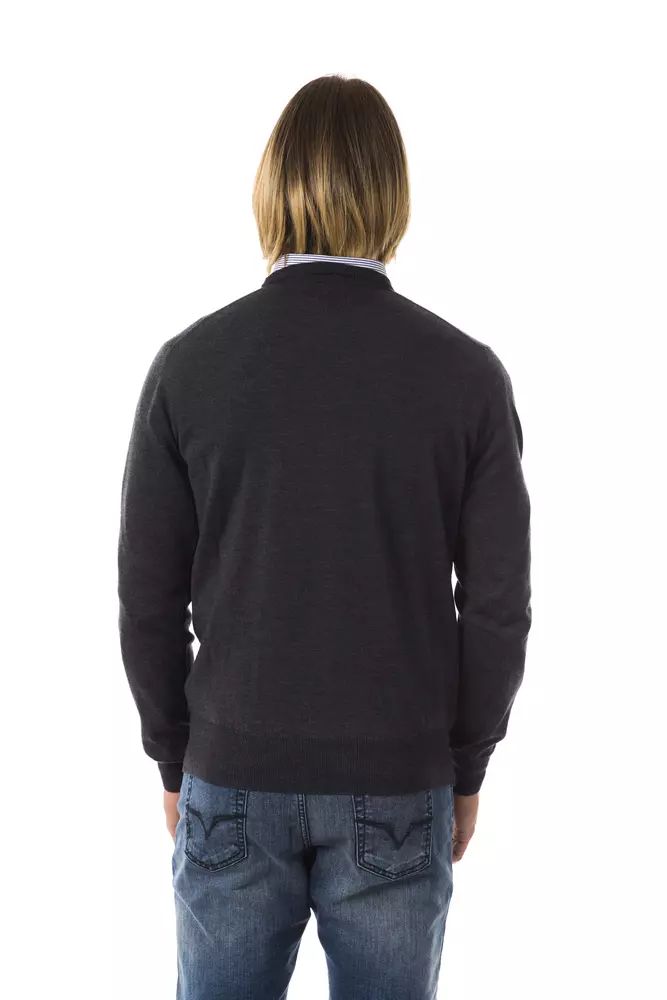 Uominitaliani Embroidered Crew Neck Merino Wool Sweater