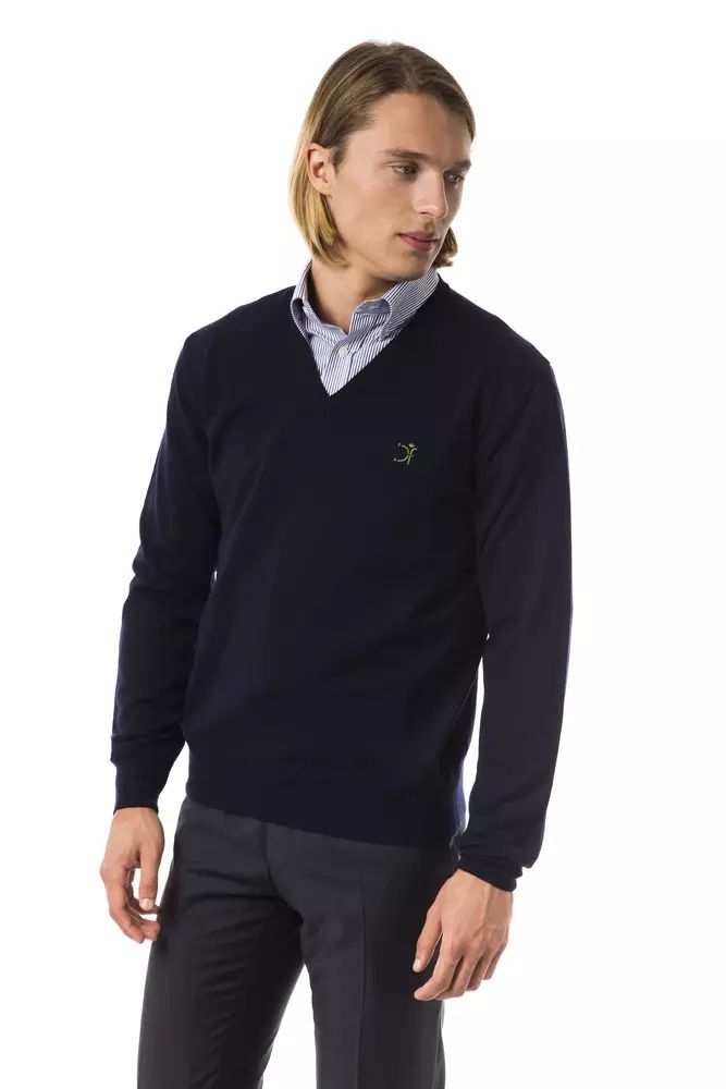 Uominitaliani Elegant V-Neck Merino Wool Sweater