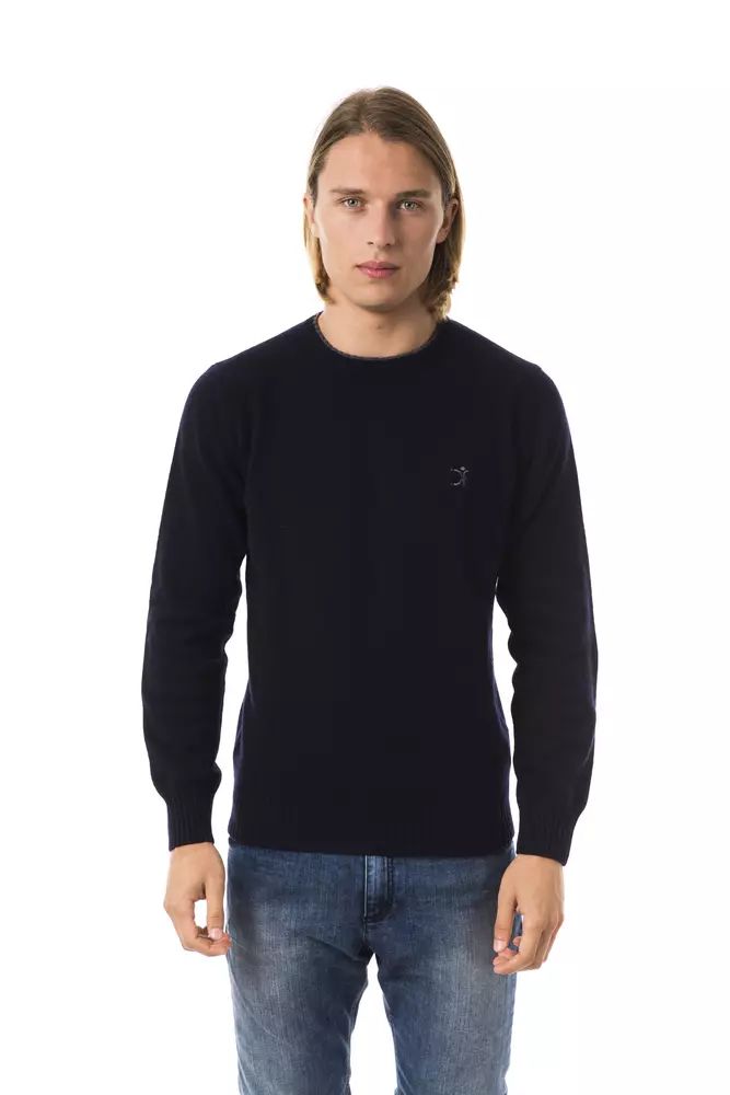 Uominitaliani Exquisite Embroidered Crew Neck Wool Sweater