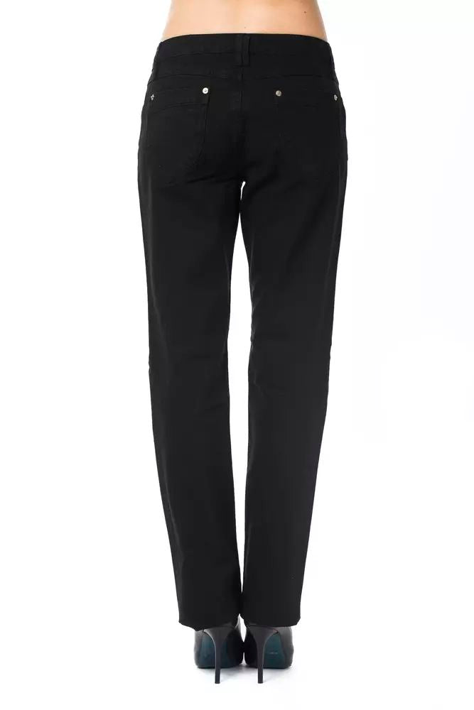 Ungaro Fever Elegant Black Cotton Blend Pants