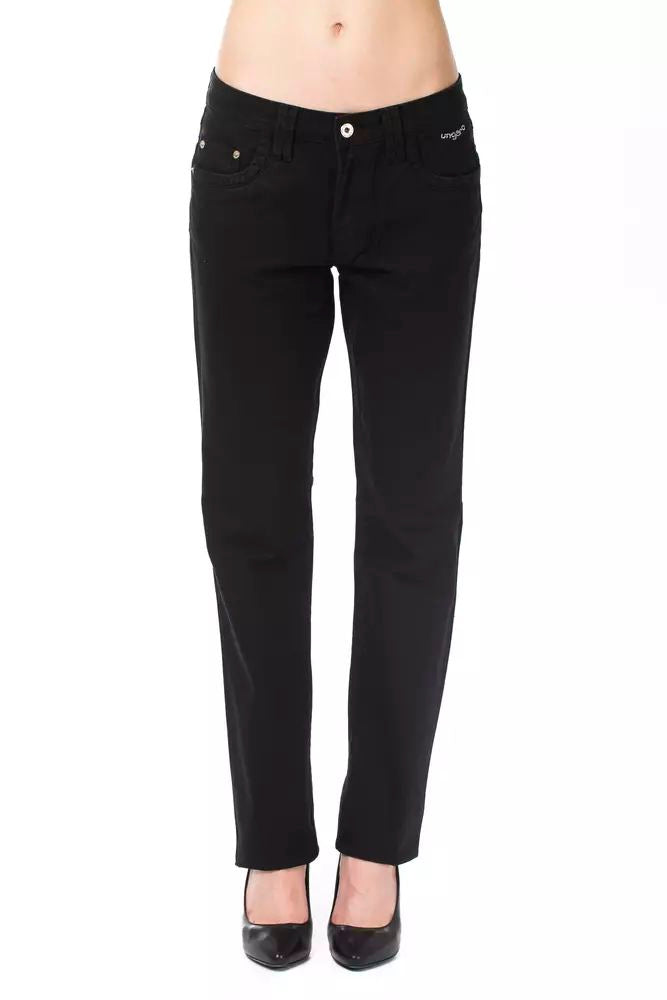 Ungaro Fever Elegant Black Cotton Blend Pants