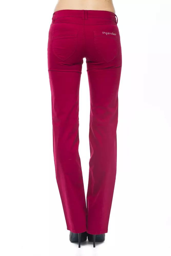 Ungaro Fever Ravishing Red Regular Fit Pants with Chic Detailing