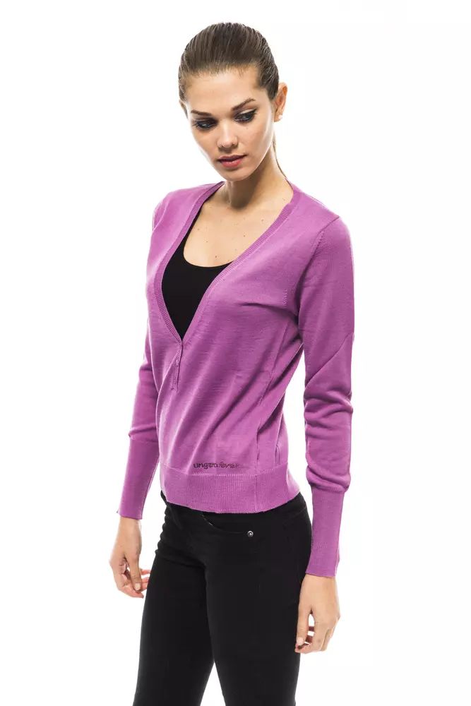 Ungaro Fever Chic V-Neck Sweater with Dazzling Applications