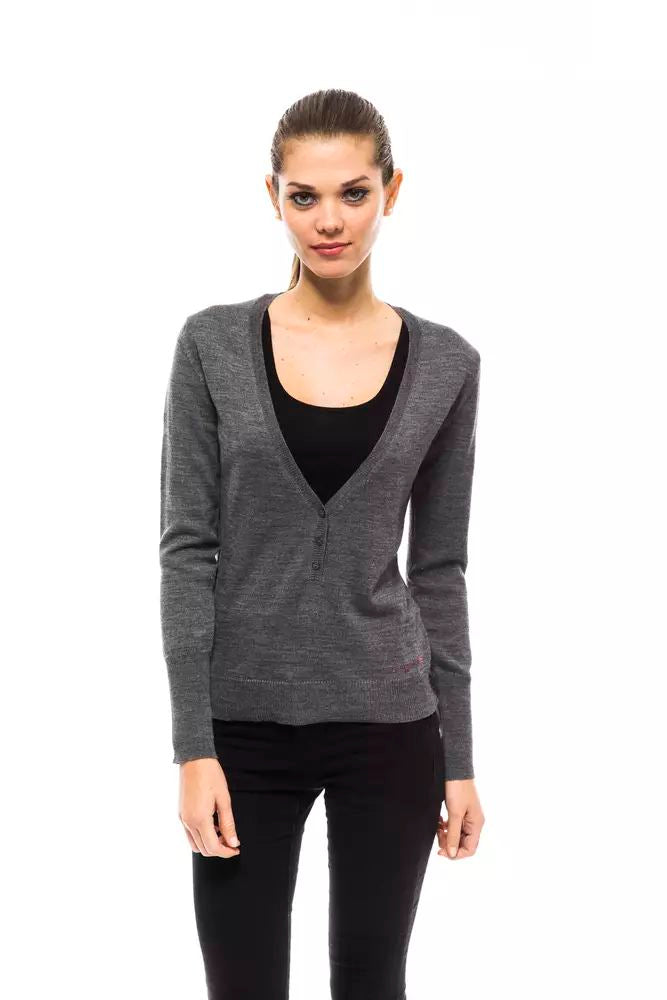 Ungaro Fever Elegant V-Neck Sweater with Chic Logo Detail