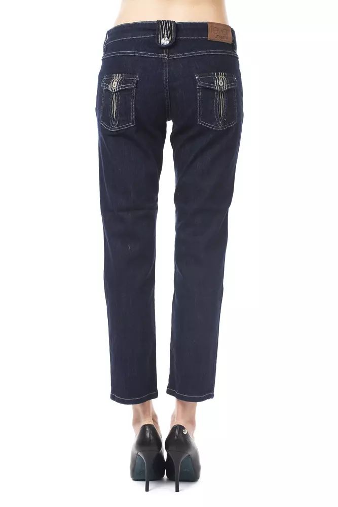 Ungaro Fever Chic Blue Capri Jeans with Button Details