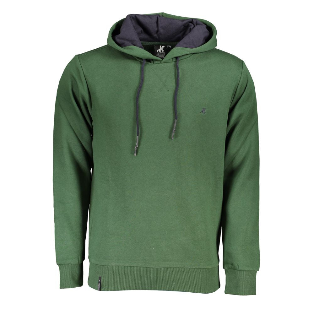 U.S. Grand Polo Elegant Green Hooded Sweatshirt with Embroidery