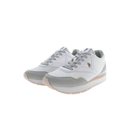 U.S. POLO ASSN. Chic White Lace-Up Sneakers with Logo Detail