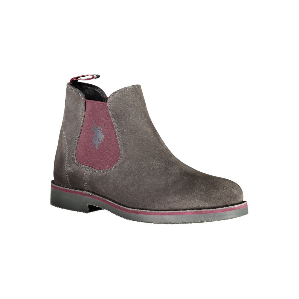 U.S. POLO ASSN. Elegant Gray Ankle Boots with Contrasting Details