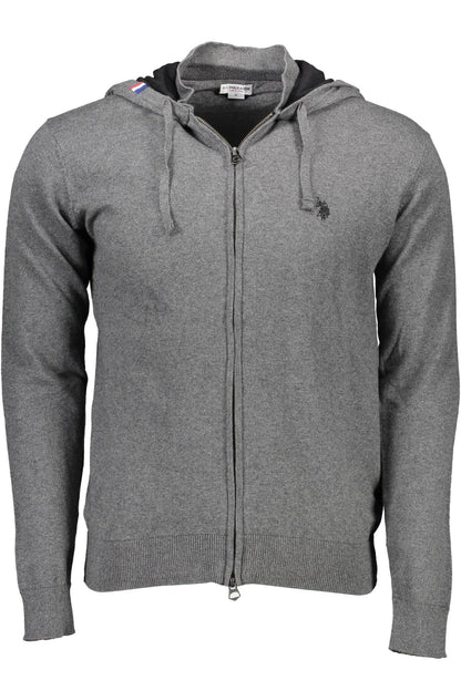 U.S. POLO ASSN. Elegant Hooded Zip Cardigan in Gray