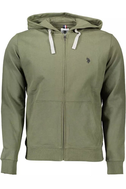 U.S. POLO ASSN. Chic Green Hooded Zip-Up Cotton Sweatshirt