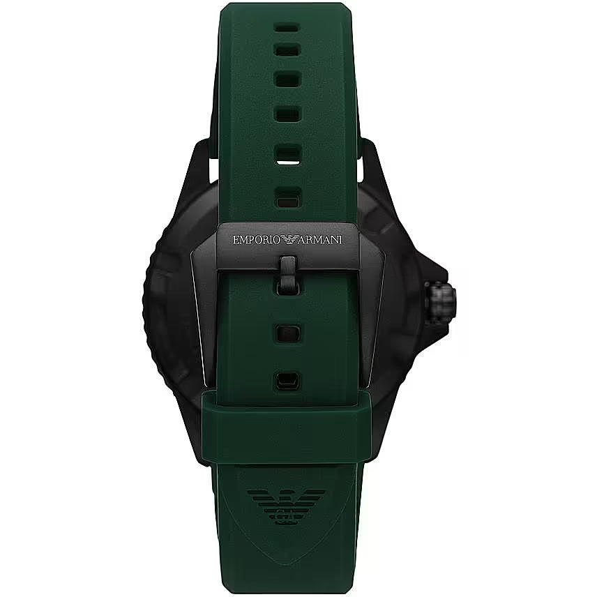 Emporio Armani Sleek Diver Timepiece with Green Silicone Band