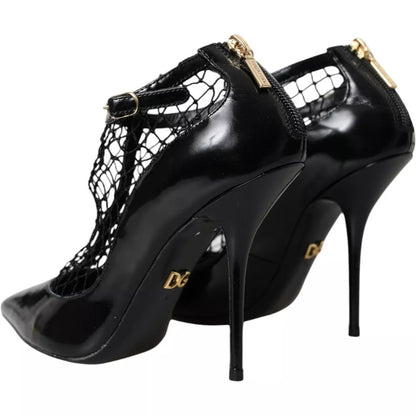 Dolce & Gabbana Black Mesh Patent Leather Heels Pumps Shoes