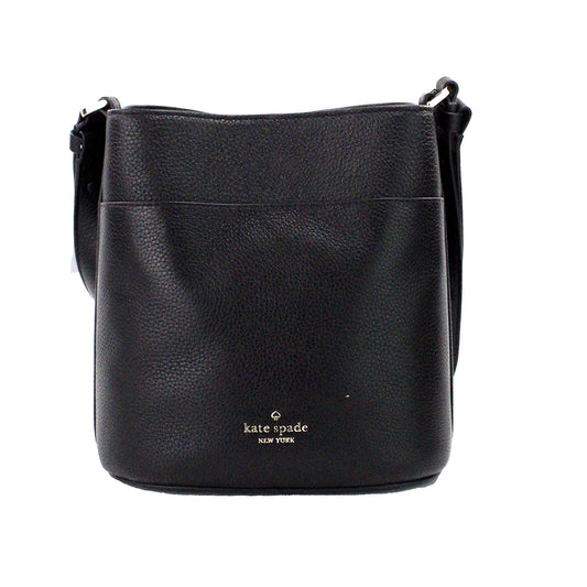 Kate Spade Leila Small Black Pebbled Leather Bucket Shoulder Crossbody Bag
