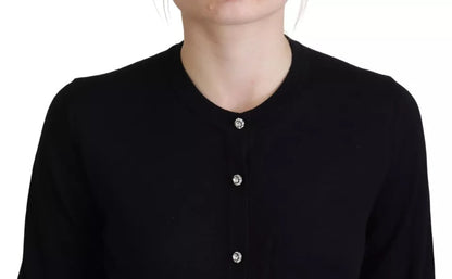 Dolce & Gabbana Black Button Down Cardigan Cashmere Sweater